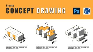 How to Create Architecture Concept Diagram  Photoshop [upl. by Vi]