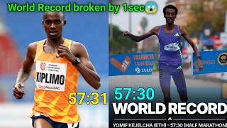 New World Record in Half Marathon 😱Valencia Half Marathon 2024Yomif breaks World record [upl. by Volny]