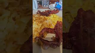 Country breakfast Hash browns eggs bacon and toast [upl. by Pius]