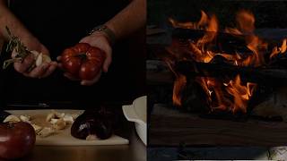 ASMR Tomato Confit Soup and Campfire Griddled Tomato [upl. by Nebuer762]