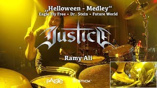 Helloween  Medley Cover  Justice  Ramy Ali live  Strohofer Geiselwind  Drumcam [upl. by Aicercul]