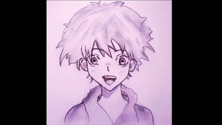 Easy anime sketch  How to draw Happy boy stepbystep [upl. by Asserak]