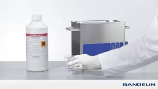 Filling a SONOREX ultrasonic cleaner and dosing the cleaning concentrate [upl. by Rugen935]