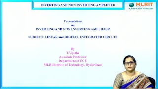 LEC04LINEAR AND DIGITAL INTEGRATED CIRCUITSInverting And NON Inverting Amplifier By MrsTVijetha [upl. by Reh]