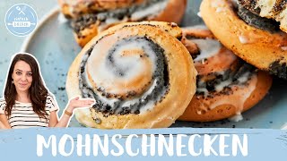 Mohnschnecken Rezept  Hefeschnecken mit Mohnfüllung  Einfach Backen [upl. by Anuala]