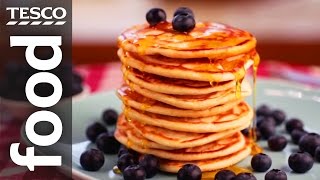 How to Make American Pancakes  Tesco Food [upl. by Akenahc]