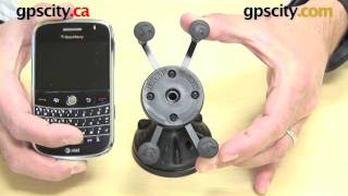 RAM XGrip Cell Phone Cradle BlackBerry Bold 9000 Mount  gpscitycom [upl. by Eeima]