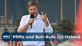 ESKALATION IN SCHWEDT Habeck gegen wütende Demonstranten  trotz Staatshilfe für Raffinerie [upl. by Hars]