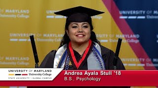 UMUC Commencement Student Speaker Andrea Ayala Stull 18  Saturday Afternoon Dec 15 2018 [upl. by Aekal513]