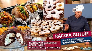 Rączka gotuje faszerowane ziemniaki rolada z piernikową nutą oczka migdałowe [upl. by Allenad]