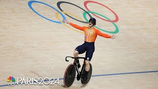 Netherlands world record beats Great Britain in cycling track team sprint final  Paris Olympics [upl. by Jez]