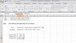 Jak policzyć kwotę stawkę VAT w Excelu [upl. by Jahdiel]
