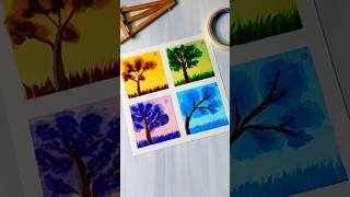 Tree Art Using Brush Pen  Drawing Colorful Trees yt tree drawing shorts MissAgrawal21kids [upl. by Adnilym]