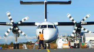 Widerøe Dash8300 startup at Stord airport 2016 [upl. by Polish]