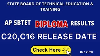 AP DIPLOMA C20 amp C16 RESULTS RELEASE DATE  REGULAR amp SUPPLY 2023 [upl. by Recneps508]