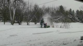 John Deere 1032 Modified Snow Blower Chute Upgrade [upl. by Nuawd941]