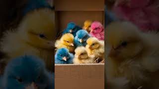 Cute colored chicks in boxbaby chicken soundbeautiful chick video chicksbirdscuteanimalscute [upl. by Elleimac]