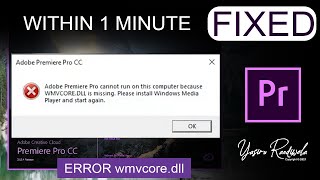 fix wmvcoredll is missing on premier pro  Within 1 Minute [upl. by Niram232]