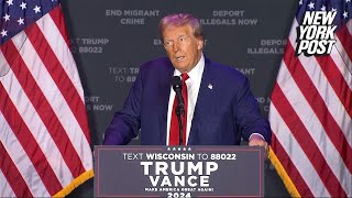 Trump savages Kamala Harris in fiery Wisconsin speech [upl. by Aicenra]