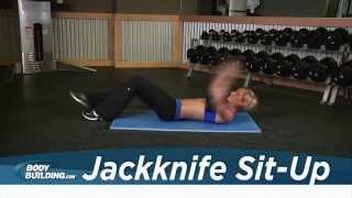 Jackknife Sit Up  Core  Abs  Bodybuildingcom [upl. by Atyekram]