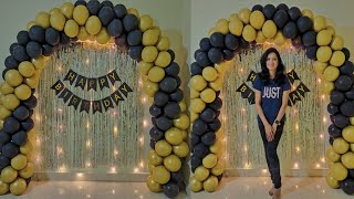 simple amp Easy 2Color Spiral Balloon Arch without stand Birthday New Year Backdrop decoration ideas [upl. by Azila491]