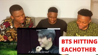 BTS Hitting Eachother for 8 Minutes BTS Funny Moments  REACTION [upl. by Ewell]