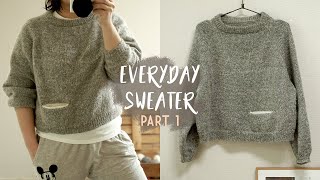 Knit your own Raglan Sweater PART 1│Everyday Sweater│Raglan sweater tutorial│For Beginners and You [upl. by Yrrah]