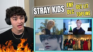 Stray Kids TOPLINE  FNF  DLC  GET LIT MV REACTION [upl. by Readus]