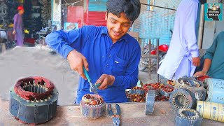 Rewinding Stator Coil of Single Phase AC Motor  How to Motor Coil Rewinding Formula [upl. by Joline198]