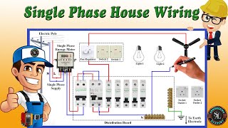 Single Phase House Wiring Diagram  Energy Meter  Single Phase DB Wiring [upl. by Yroggerg]