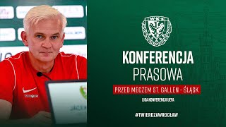 Konferencja przed meczem St Gallen  Śląsk  Jacek Magiera i Piotr SamiecTalar [upl. by Auqcinahs]