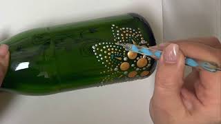 GLASS PAINTING LESSON  WHAT IDID Dot Mandala on Glass Bottle using Pebeo Paints رسم بالتنقيط [upl. by Adniroc]