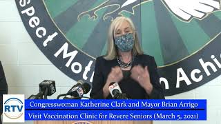 Congresswoman Katherine Clark and Mayor Brian Arrigo Visit Vaccination Clinic for Revere Seniors [upl. by Bari]