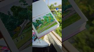 Catching the last sun rays of the day 🖌🌄 kebunrayabogor watercolorpainting asmr [upl. by Shaia]