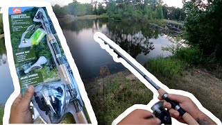 Walmart Ozark Trail Telescopic Spinning Travel Combo Test At The Pond [upl. by Polito472]