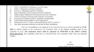 APSC new notification 2024 Govt of Assam [upl. by Servetnick]