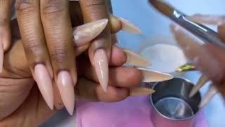 How to shape Stiletto Nails For Beginners  Prep Acrylic application and Filing 💯 [upl. by Ettenahc]