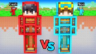 Cash’s POOR vs Nico’s RICH Secret Base In Minecraft [upl. by Aldercy]