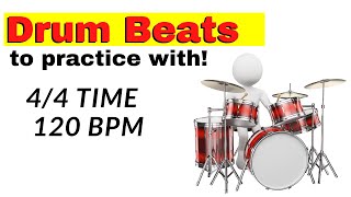 Drum beats to practice with 44 drum beat at 120 bpm SIMPLE ROCK BEAT [upl. by Vic]