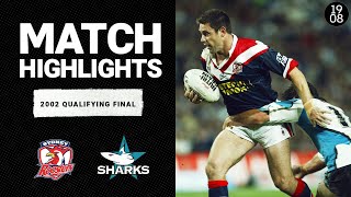 Sydney Roosters v Cronulla Sharks  2002 Qualifying Final  Classic Match Highlights  NRL [upl. by Oivlis]