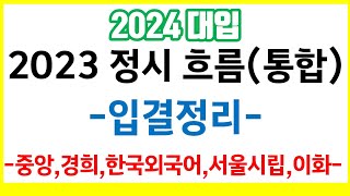 2024 대입 안내2023 정시 흐름 입결정리통합 중앙대 경희대 한국외국어대 서울시립대 이화여대 [upl. by Trutko542]