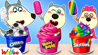 Chocolate vs Rainbow Ice Cream Challenge  Wolfoo and Funny Stories for Kids  Wolfoo Family [upl. by Aseret]