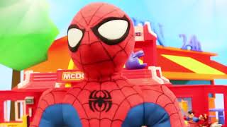 McDonald Giant SpiderMan Plush Vs Batbot Robot Batman ToysReviewToys [upl. by Livesay]