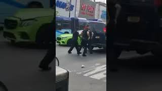 Green car tries to escape cops on Fordham Road in Bronx [upl. by Acisej]