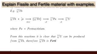 Explain Fissile and Fertile material with examples Nuclear Chemistry  Physical Chemistry [upl. by Nyllewell906]