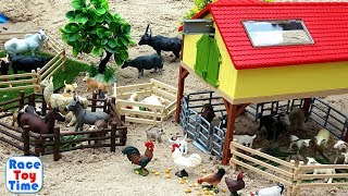 Fun Farm Animals Toys For Kids  Lets Make a Farm in the Sandbox [upl. by Dougall]