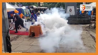 Police teargas Raila Odinga supporters celebrating his birthday at Tom Mboya statue in Nairobi’s CBD [upl. by Bucky557]