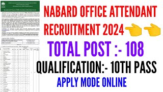 Nabard under office attendant recruitment 2024  NABARD office attendant bharti 2024 [upl. by Ilyssa]