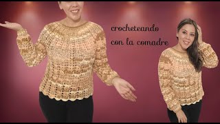 ⭐⭐⭐TUTORIAL BLUSA O SUETER PUNTO elegante A CROCHET PARTE 1 [upl. by Philana468]