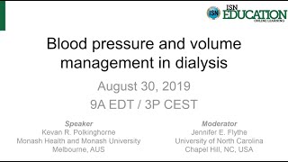 KDIGOISN Blood Pressure amp Volume Management in Dialysis Webinar [upl. by Ozner101]